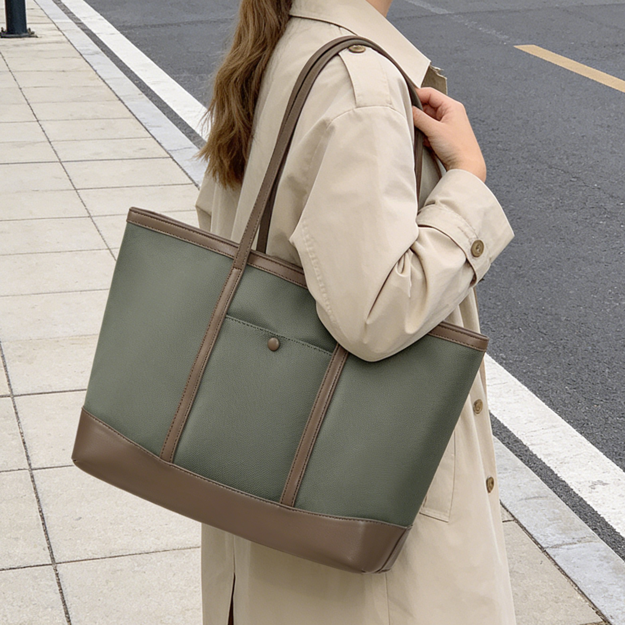 Laptop Accessories Box - Women Large Shoulder Bag, Zipper Bag,