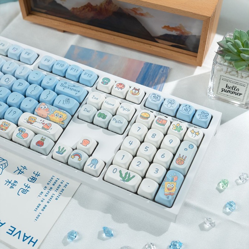 Laptop Accessories Women - Cute SpongeBo SquarePants Mechanical Keyboard Blue