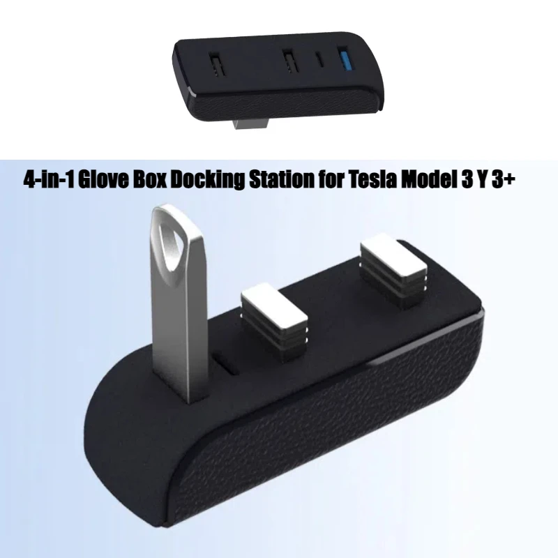 Usb C Docking Hub - 4-in-1 Glove Box Docking Station for