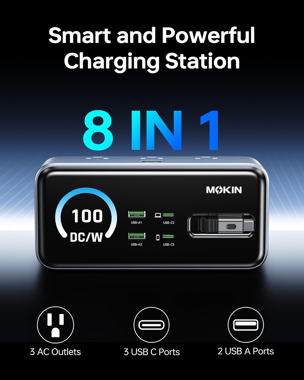 8-in-1 Charging Station: 3 USB - Laptop Accessories Images 评论和价格