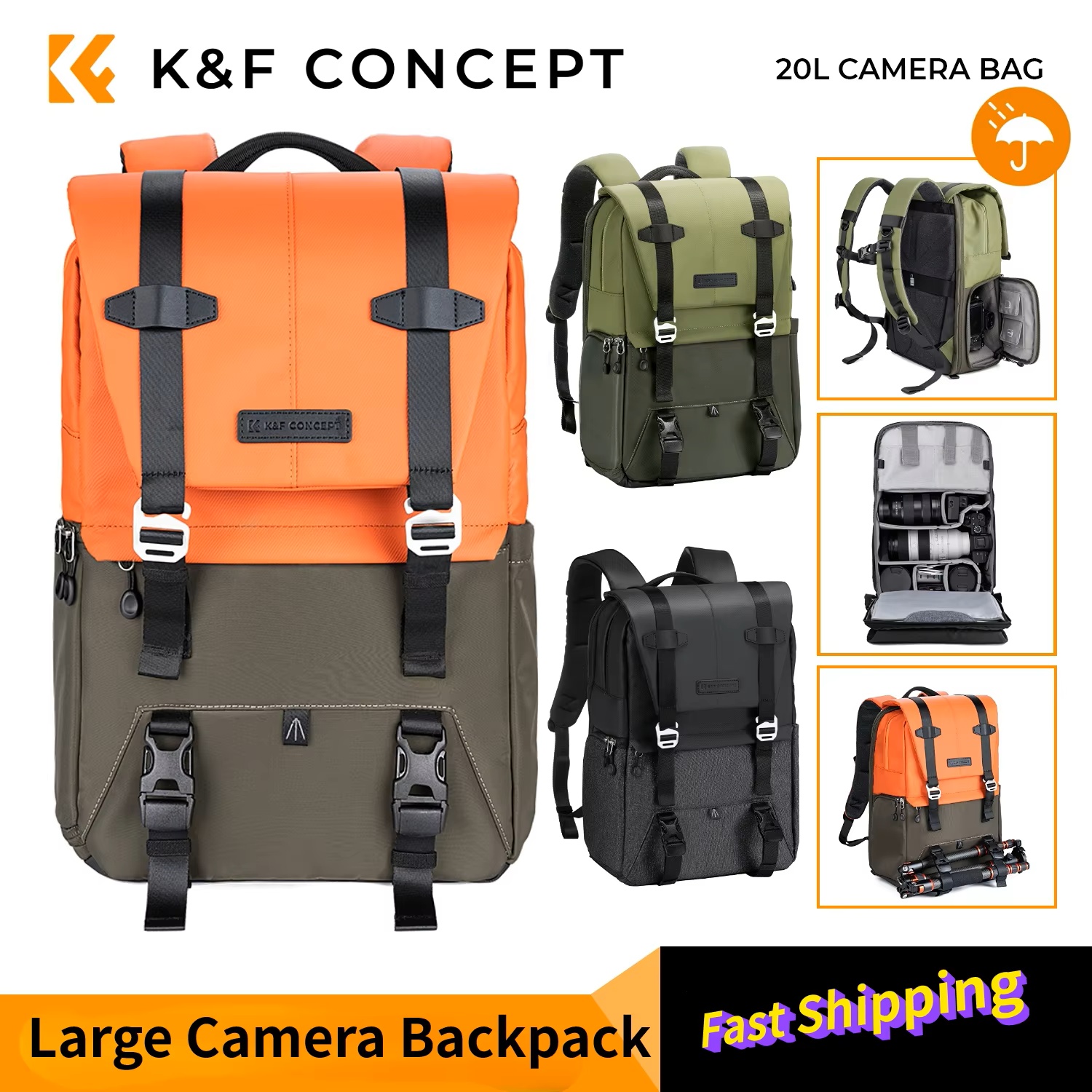 K&F CONCEPT Camera Backpack Tr - Laptop Accessories Box 评论和价格
