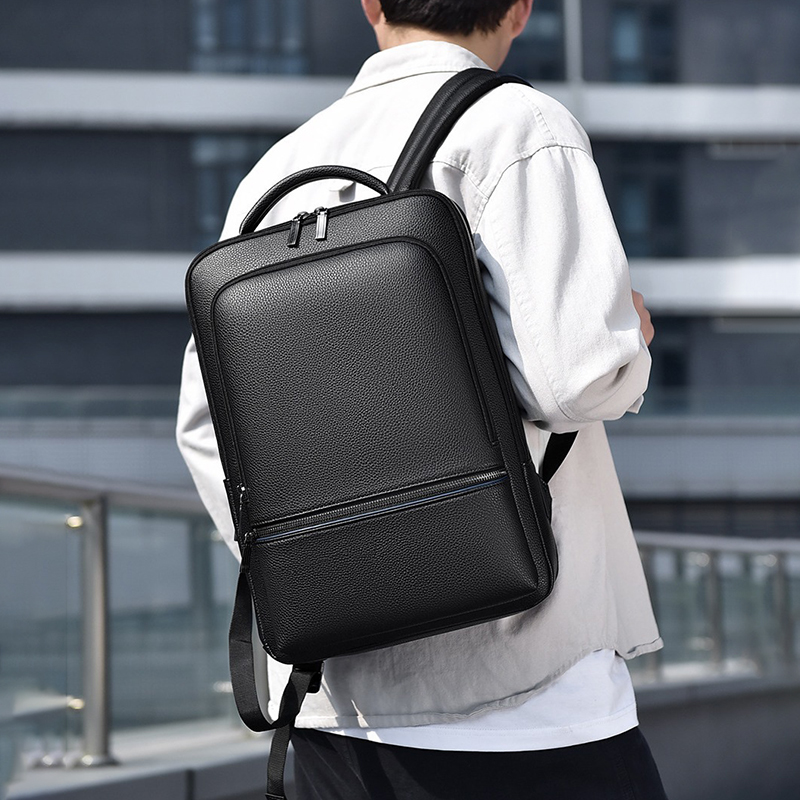 PU Leather Men's Backpack USB  - Laptop Accessories Box 评论和价格