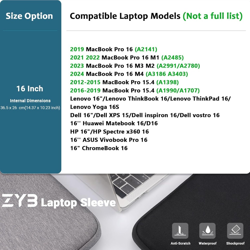 16 Inch Laptop Sleeve Waterpro - Laptop Accessories Images 评论和价格