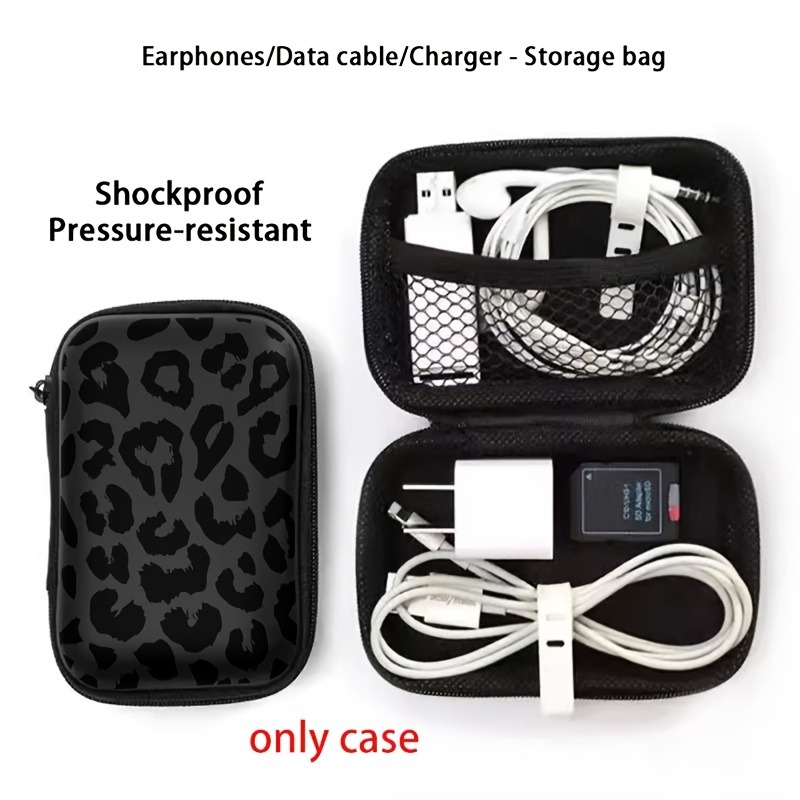 Black Leopard Print EVA Hard S - Cable Management Bag 评论和价格