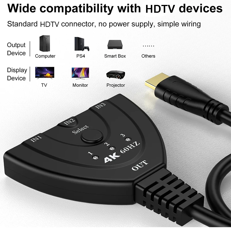 4K 60Hz 3D Mini 3 Port HD Swit - Laptop Accessories Women 评论和价格